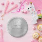 メタリックカスタムスワロフスキークリスタルグレー銀色ドット ペーパープレート (パーティー)