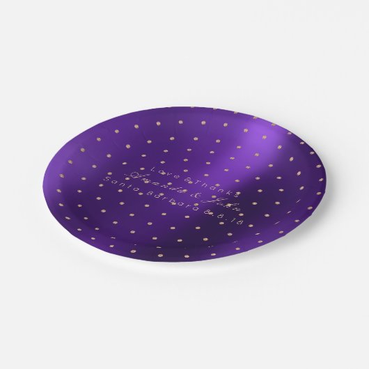 メタリックカスタムスワロフスキークリスタルパープルプラムドット ペーパープレート (アングル)