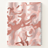 メタリックカスタムバラ金ゴールドグリッターピンクマーブル迷彩柄 ノートブック (裏面)