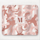 メタリックカスタムバラ金ゴールドグリッターピンクマーブル迷彩柄 マウスパッド (正面)