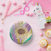 メタリックカラフルアートヒマワリ ペーパーボウル (パーティー)