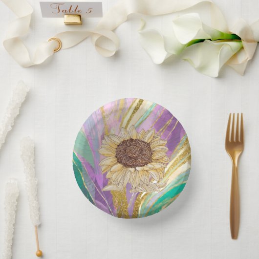 メタリックカラフルアートヒマワリ ペーパーボウル (ウェディング)