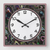 メタリックカラフルスワーズデコスクエアウォールクロック スクエア壁時計 (正面)