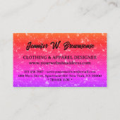 メタリックカラフルTシャツプリント衣料品 名刺 (裏面)