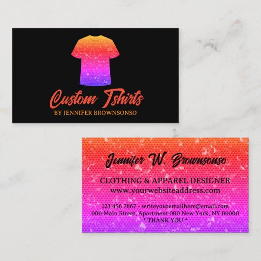 メタリックカラフルTシャツプリント衣料品 名刺 (正面/裏面)