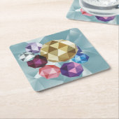 メタリックカラー幾何形状コースターセット スクエアペーパーコースター (アングル)