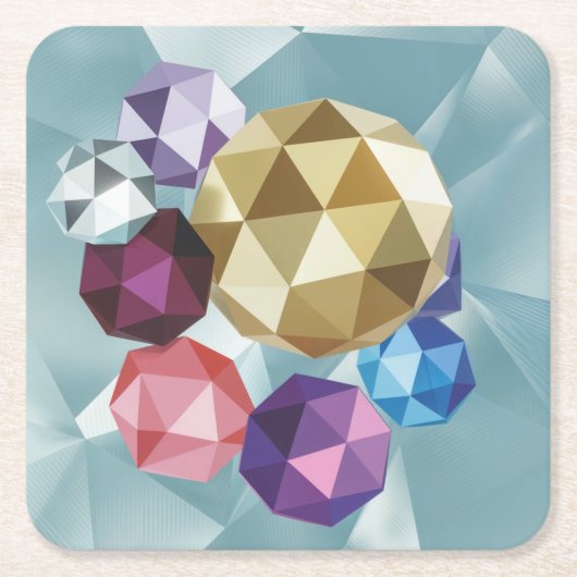 メタリックカラー幾何形状コースターセット スクエアペーパーコースター (正面)