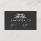 メタリックカーシルエット – 整備士自動修復 名刺 (裏面)