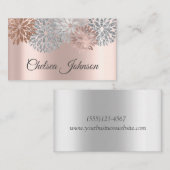 メタリックガーリーバラ金ゴールド&グリッターダリアフラワー 名刺 (正面/裏面)