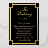 メタリッククラシックブラックと金ゴールドゴシック 箔招待状 (正面)