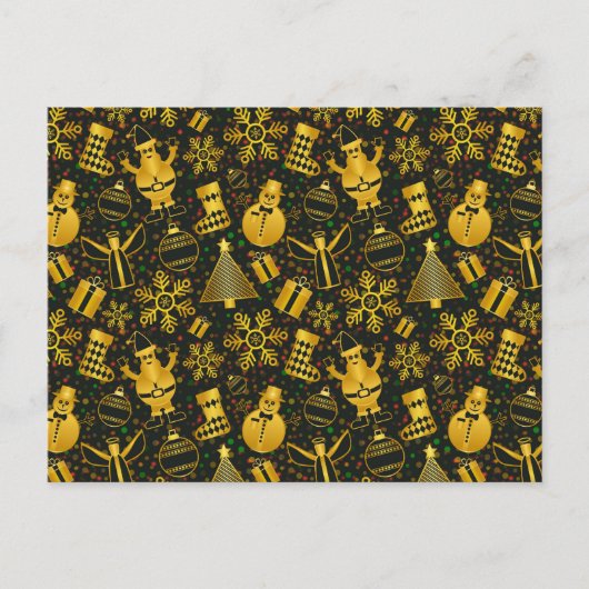 メタリッククリスマスコラージホリデーポストカード シーズンポストカード (正面)