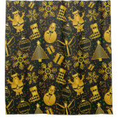 メタリッククリスマスコラージュ シャワーカーテン (正面)