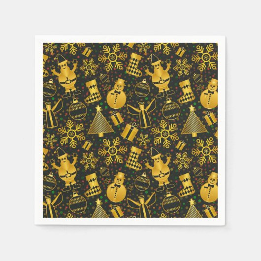 メタリッククリスマスコラージュ スタンダードカクテルナプキン (正面)