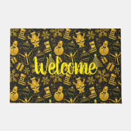 メタリッククリスマスコラージュ ドアマット