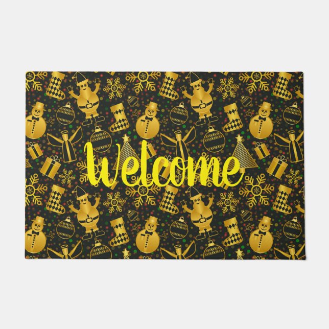 メタリッククリスマスコラージュ ドアマット (正面)