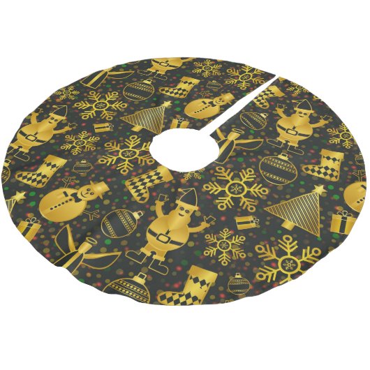 メタリッククリスマスコラージュ ブラッシュドポリエステルツリースカート (アングル)