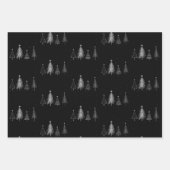 メタリッククリスマスツリーブラック ラッピングペーパーシート (正面3)