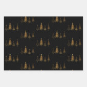 メタリッククリスマスツリーブラック ラッピングペーパーシート (正面2)