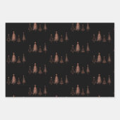 メタリッククリスマスツリーブラック ラッピングペーパーシート (正面)