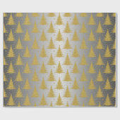 メタリッククリスマスツリー金ゴールドシルバーパターンラグジュアリー ラッピングペーパー (フラット)