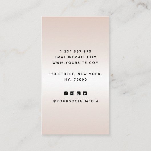 メタリッククリームグラデーションQRコードロゴとソーシャルを追加 名刺 (裏面)