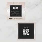 メタリックグラデーション追加ロゴQRコードおよびソーシャルメディア スクエア名刺 (正面/裏面)