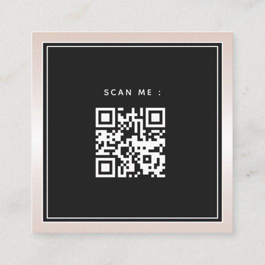 メタリックグラデーション追加ロゴQRコードおよびソーシャルメディア スクエア名刺 (裏面)