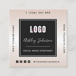 メタリックグラデーション追加ロゴQRコードおよびソーシャルメディア スクエア名刺