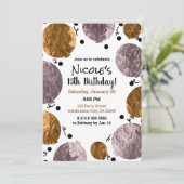 メタリックグラムピンクローズ金ゴールドバルーン誕生日 招待状 (スタンド正面)