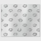 メタリックグラムラウンドドットシルバーグレーグリッターホワイト ラッピングペーパー (フラット)