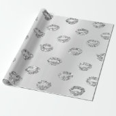 メタリックグラムラウンドドットシルバーグレーグリッターホワイト ラッピングペーパー (アンロールド)
