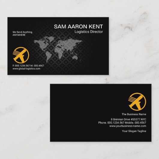 メタリックグリルグレーグローブロジスティクス 名刺 (正面/裏面)