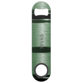 メタリックグリーンのテクスチャー黒の工業用ストライプ スピード栓抜き (正面)