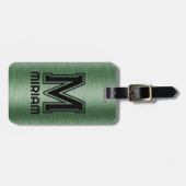メタリックグリーンカスタムテクスチャ文字 ラゲッジタグ (正面横)