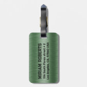 メタリックグリーンカスタムテクスチャ文字 ラゲッジタグ (裏面縦)