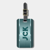 メタリックグリーンテクスチャイメージのストライプ ラゲッジタグ (正面縦)