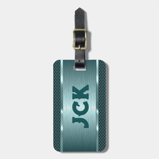 メタリックグリーンテクスチャイメージのストライプ ラゲッジタグ (正面縦)