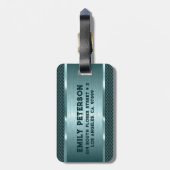 メタリックグリーンテクスチャイメージのストライプ ラゲッジタグ (裏面縦)