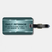 メタリックグリーンテクスチャイメージのストライプ ラゲッジタグ (裏面横)