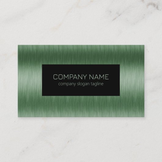 メタリックグリーンブラシ仕上げアルミテクスチャの外観 名刺 (正面)