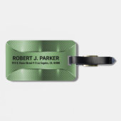 メタリックグリーン幾何男らしデザイン ラゲッジタグ (裏面横)