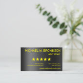 メタリックグレーイエロー モダン ミニマル ドライバー 名刺 (スタンド正面)