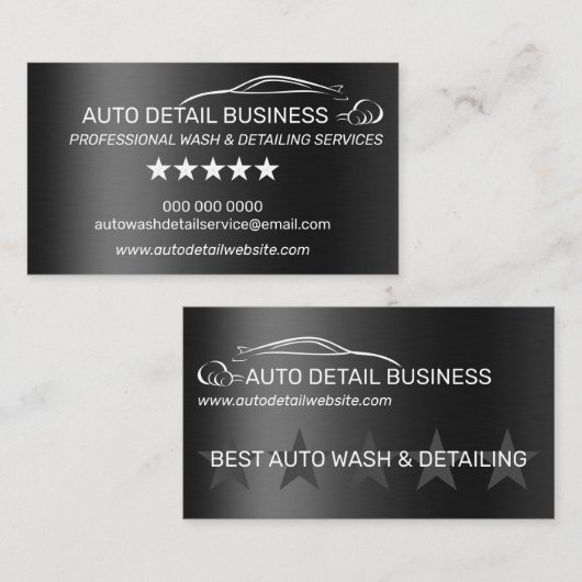 メタリックグレーカー自動詳細洗浄洗浄 名刺 (正面/裏面)
