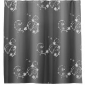 メタリックグレークリスマス シャワーカーテン (正面)