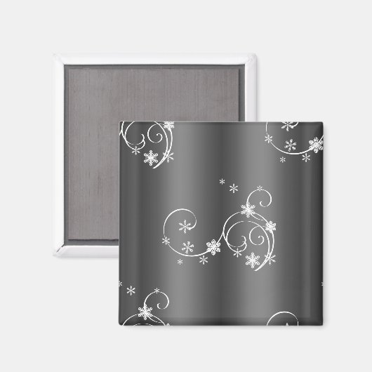 メタリックグレークリスマス マグネット (正面/裏面)