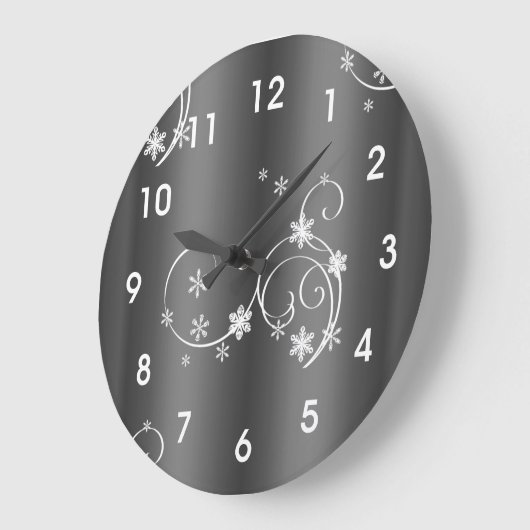 メタリックグレークリスマス ラージ壁時計 (傾斜)