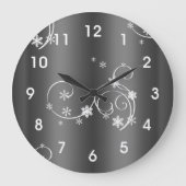 メタリックグレークリスマス ラージ壁時計 (正面)