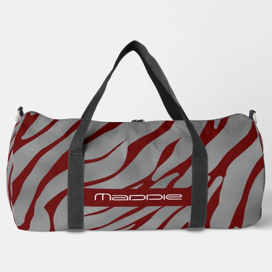 メタリックグレーゼブラストライプパターン ダッフルバッグ (正面)