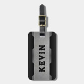 メタリックグレーテクスチャイメージジオメトリデザイン ラゲッジタグ (正面縦)