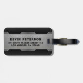 メタリックグレーテクスチャイメージジオメトリデザイン ラゲッジタグ (裏面横)